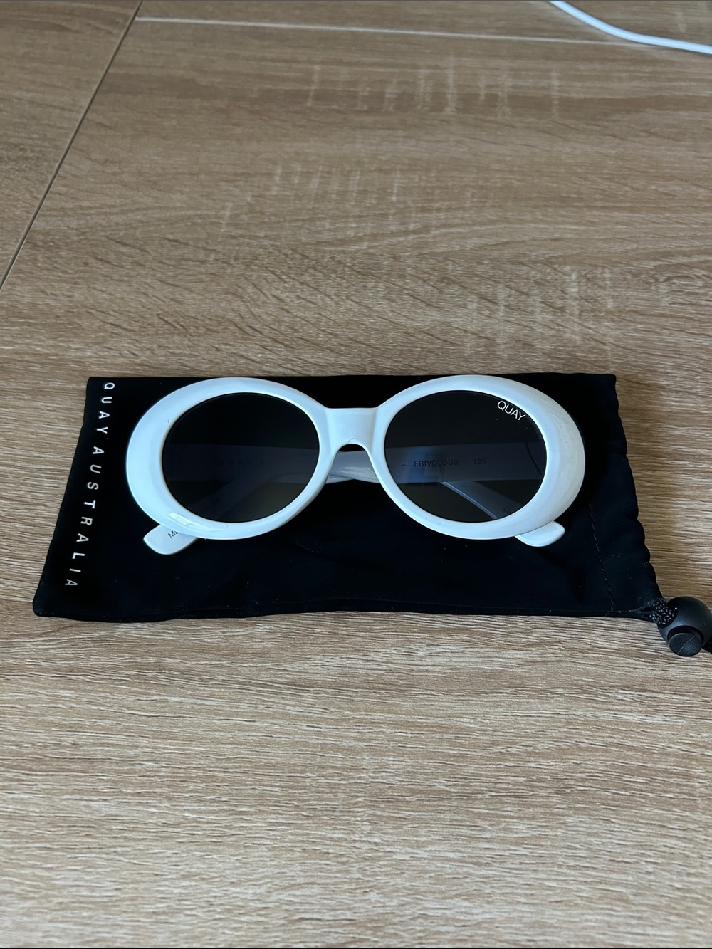 Quay Australia frivolous White Oval Sunglasses